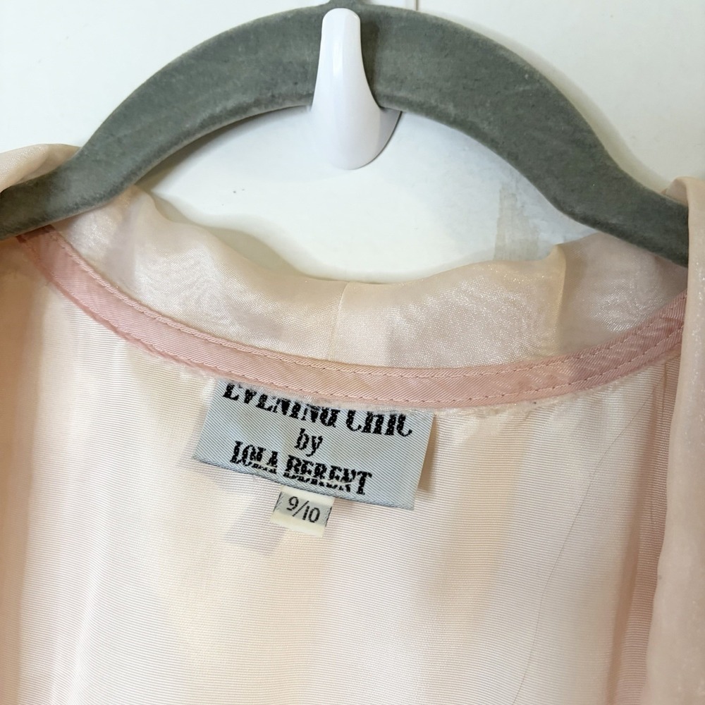 Vtg 80s Evening Chic Lola Berent Pink Taffeta Rhinestone Belt Formal Dress 9/10 - Picture 6 of 7